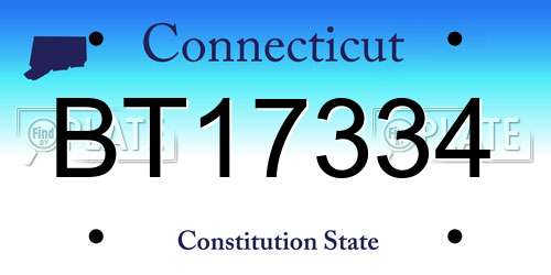 BT17334 Connecticut License Plate