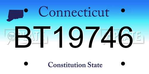 BT19746 Connecticut License Plate