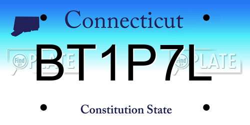 BT1P7L Connecticut License Plate