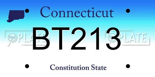 BT213 Connecticut License Plate