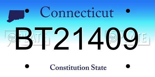 BT21409 Connecticut License Plate