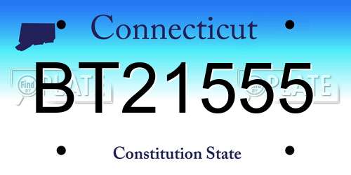 BT21555 Connecticut License Plate