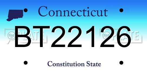 BT22126 Connecticut License Plate