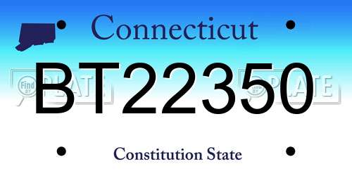 BT22350 Connecticut License Plate