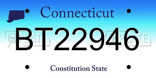 BT22946 Connecticut License Plate