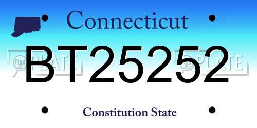 BT25252 Connecticut License Plate