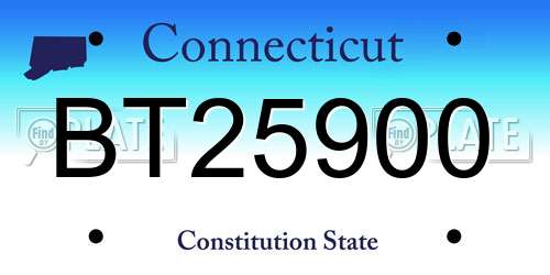 BT25900 Connecticut License Plate