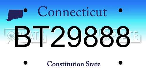 BT29888 Connecticut License Plate