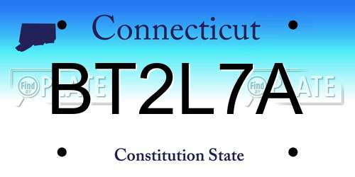 BT2L7A Connecticut License Plate