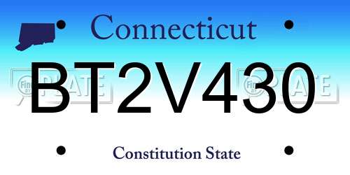 BT2V430 Connecticut License Plate
