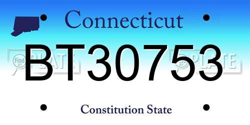 BT30753 Connecticut License Plate