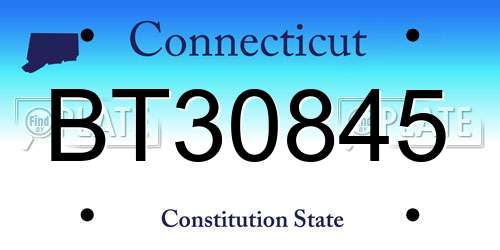 BT30845 Connecticut License Plate