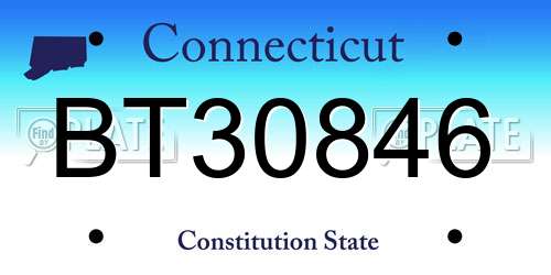 BT30846 Connecticut License Plate