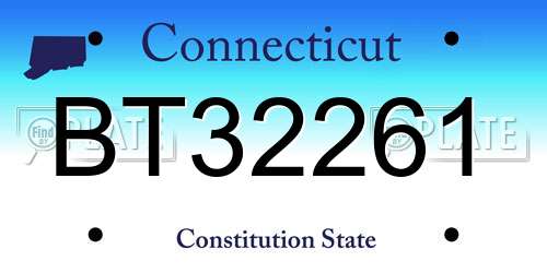 BT32261 Connecticut License Plate