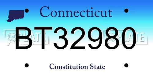 BT32980 Connecticut License Plate