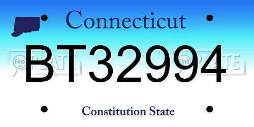 BT32994 Connecticut License Plate