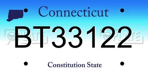 BT33122 Connecticut License Plate