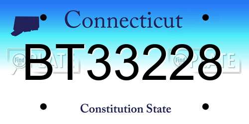 BT33228 Connecticut License Plate