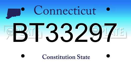 BT33297 Connecticut License Plate