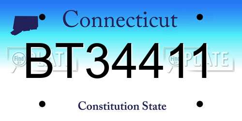 BT34411 Connecticut License Plate