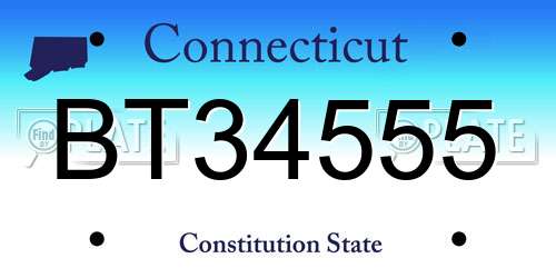 BT34555 Connecticut License Plate