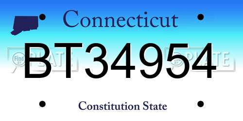 BT34954 Connecticut License Plate