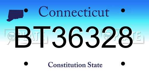 BT36328 Connecticut License Plate