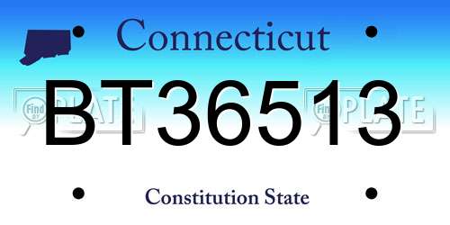 BT36513 Connecticut License Plate