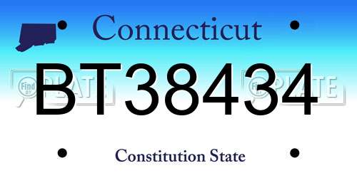BT38434 Connecticut License Plate