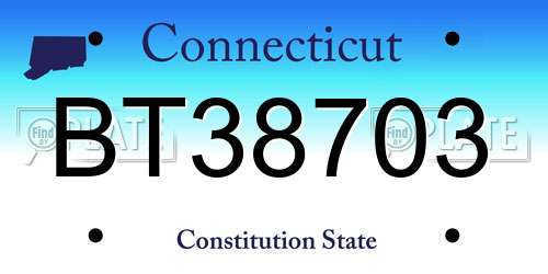 BT38703 Connecticut License Plate