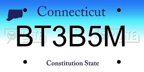 BT3B5M Connecticut License Plate
