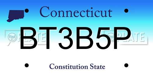 BT3B5P Connecticut License Plate