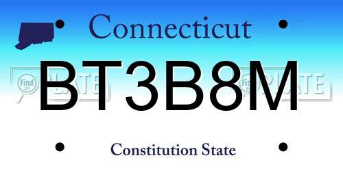 BT3B8M Connecticut License Plate