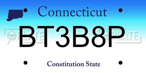 BT3B8P Connecticut License Plate