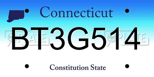 BT3G514 Connecticut License Plate
