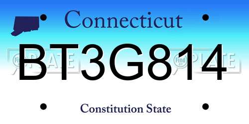 BT3G814 Connecticut License Plate