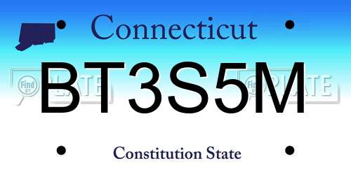 BT3S5M Connecticut License Plate