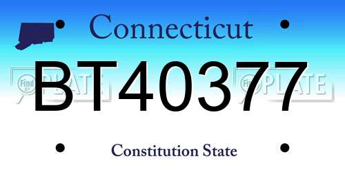 BT40377 Connecticut License Plate