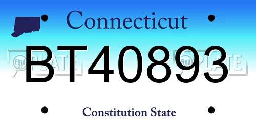BT40893 Connecticut License Plate