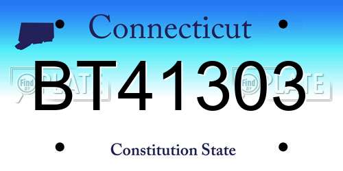 BT41303 Connecticut License Plate