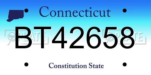 BT42658 Connecticut License Plate