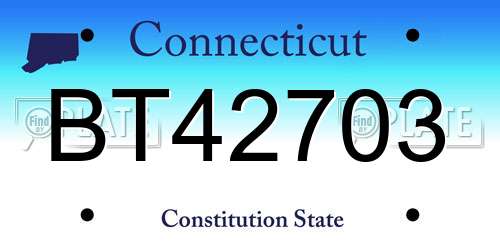 BT42703 Connecticut License Plate