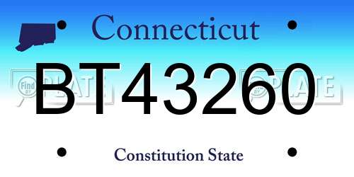 BT43260 Connecticut License Plate