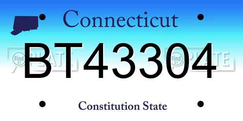 BT43304 Connecticut License Plate