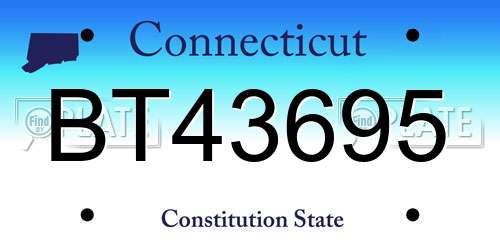 BT43695 Connecticut License Plate