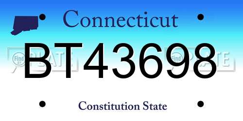 BT43698 Connecticut License Plate