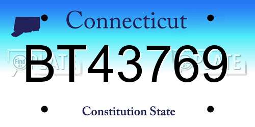 BT43769 Connecticut License Plate