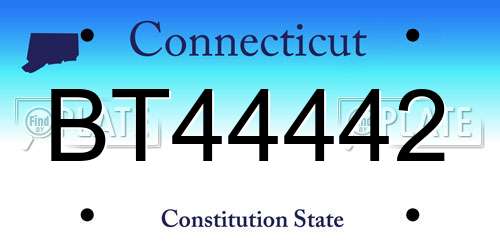BT44442 Connecticut License Plate