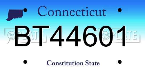 BT44601 Connecticut License Plate