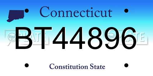 BT44896 Connecticut License Plate